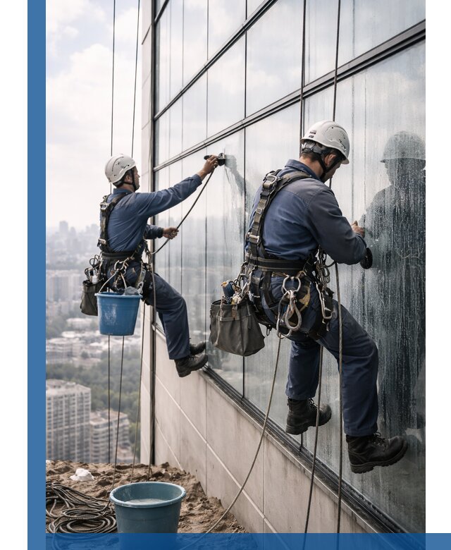 Профессиональная мойка фасадных окон альпинистами в Кизляре