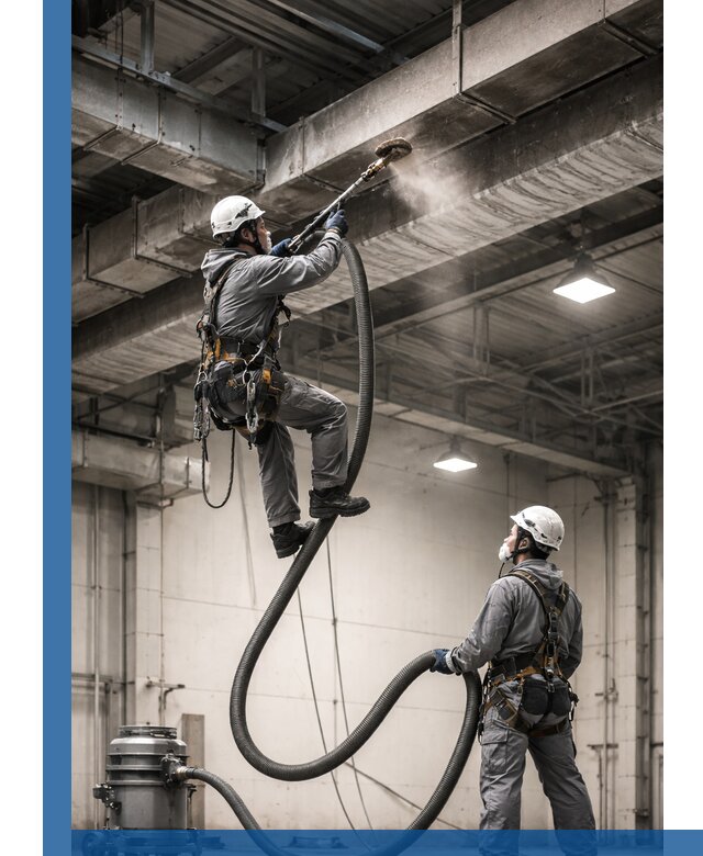 Обеспыливание потолочных конструкций в Кизляре промышленным альпинизмом