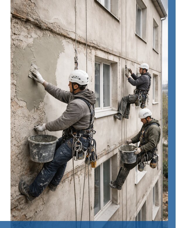 Ремонт штукатурного фасада в Кизляре от 762 р. под ключ | ВЫСОТНИК-Кзр