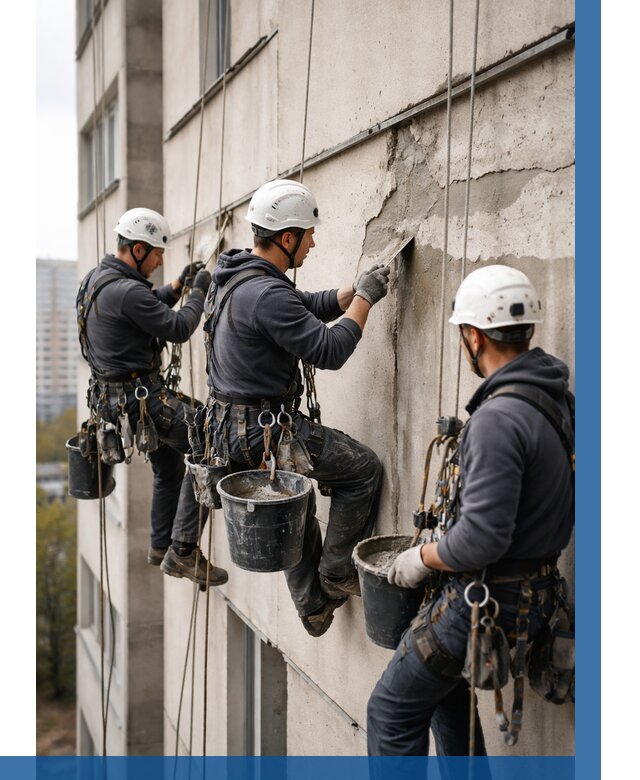 Ремонт бетонных элементов фасада в Кизляре от 2540 р. | ВЫСОТНИК-Кзр