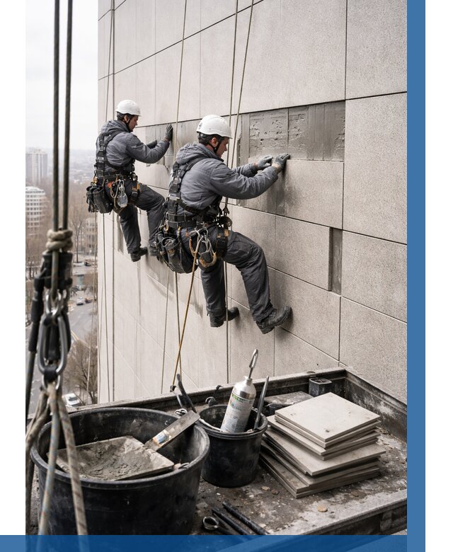 Ремонт фасада из керамогранита в Кизляре от 2540 р. | ВЫСОТНИК-Кзр