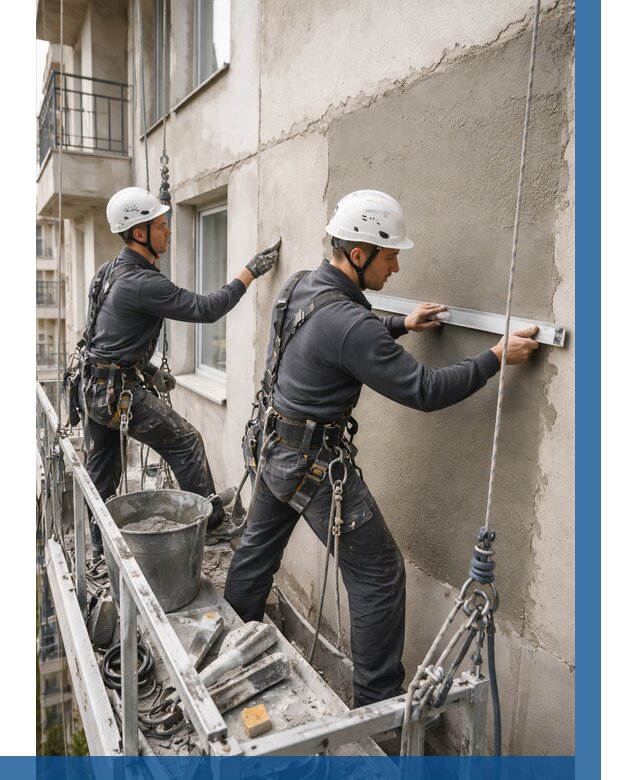 Штукатурка фасада на высоте в Кизляре от 914 р. | ВЫСОТНИК-Кзр