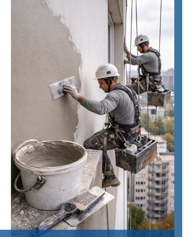 Шпаклевка фасада на высоте в Кизляре от 711 р. | ВЫСОТНИК-Кзр