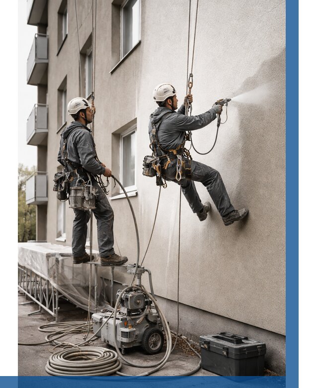 Безвоздушная покраска фасада в Кизляре от 224 р/м² | ВЫСОТНИК-Кзр