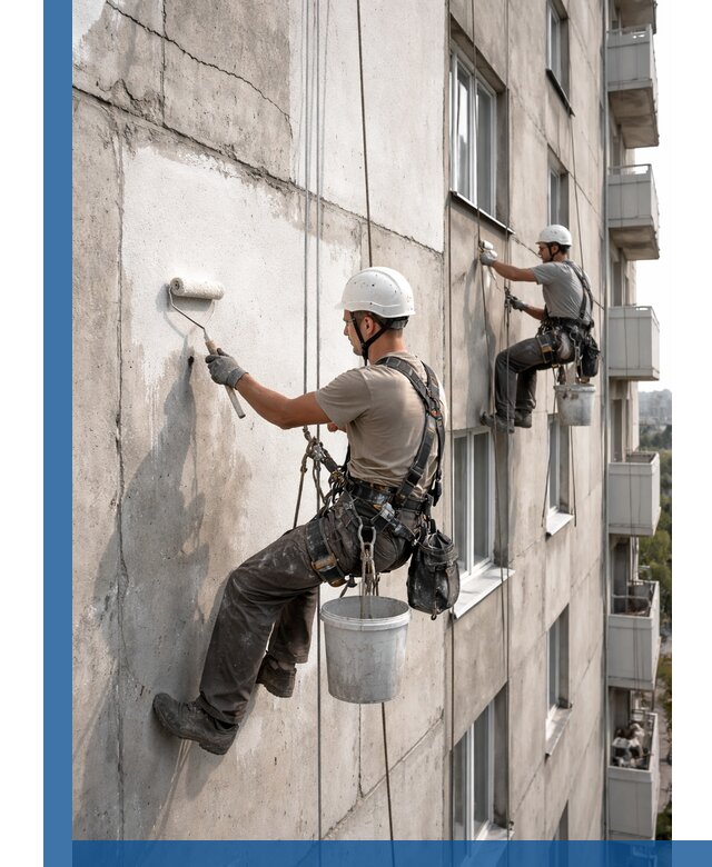 Покраска бетонного фасада в Кизляре для жилых и промышленных объектов