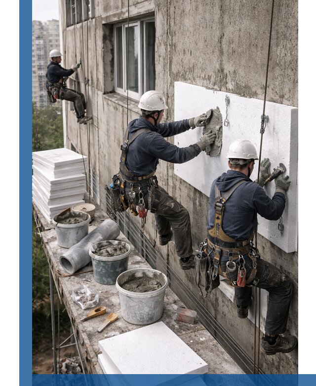 Утепление фасада пенополистиролом в Кизляре под ключ