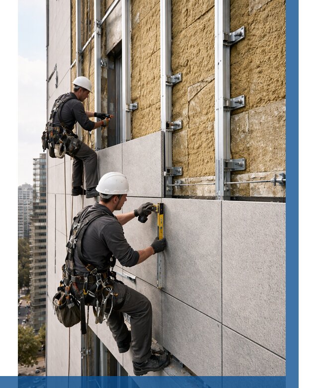 Монтаж вентилируемого фасада в Кизляре от 3556 р. | ВЫСОТНИК-Кзр