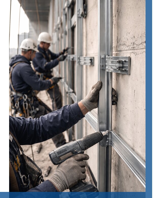 Монтаж подсистемы вентфасада в Кизляре от 864 р. | ВЫСОТНИК-Кзр