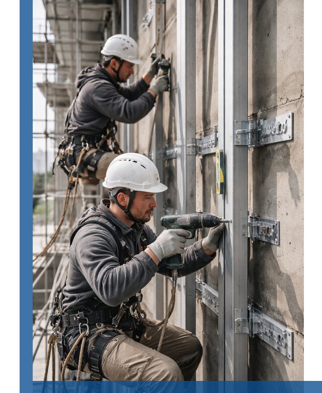 Монтаж и крепление подсистемы вентфасада в Кизляре