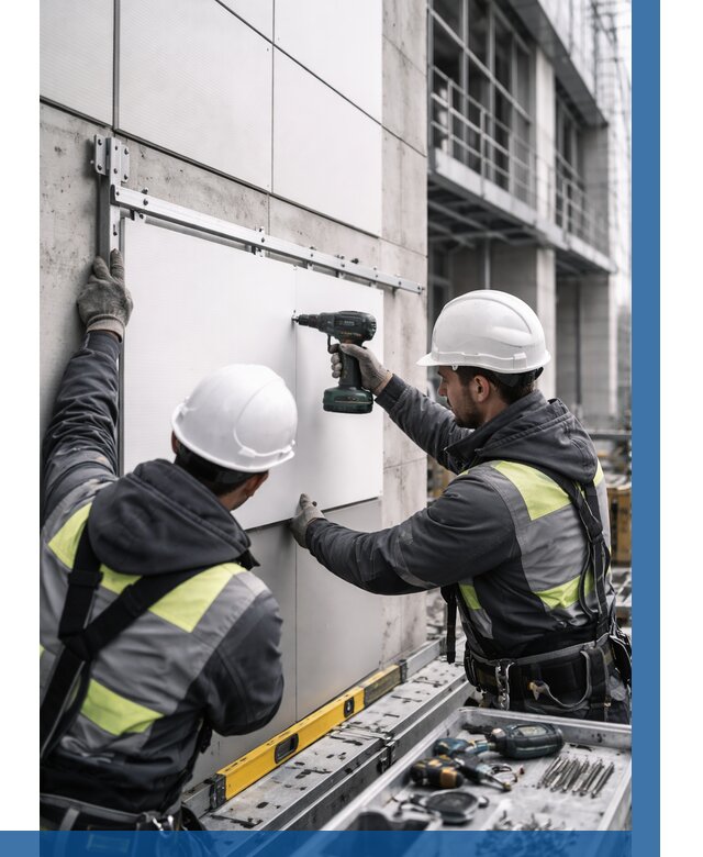 Монтаж композитных панелей фасада в Кизляре от 2540 р. | ВЫСОТНИК-Кзр