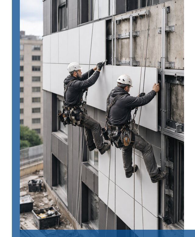 Монтаж композитных панелей фасада в Кизляре под ключ