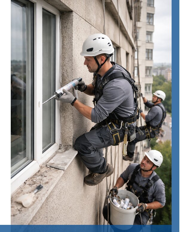 Герметизация оконных швов снаружи в Кизляре от 1524 р. | ВЫСОТНИК-Кзр