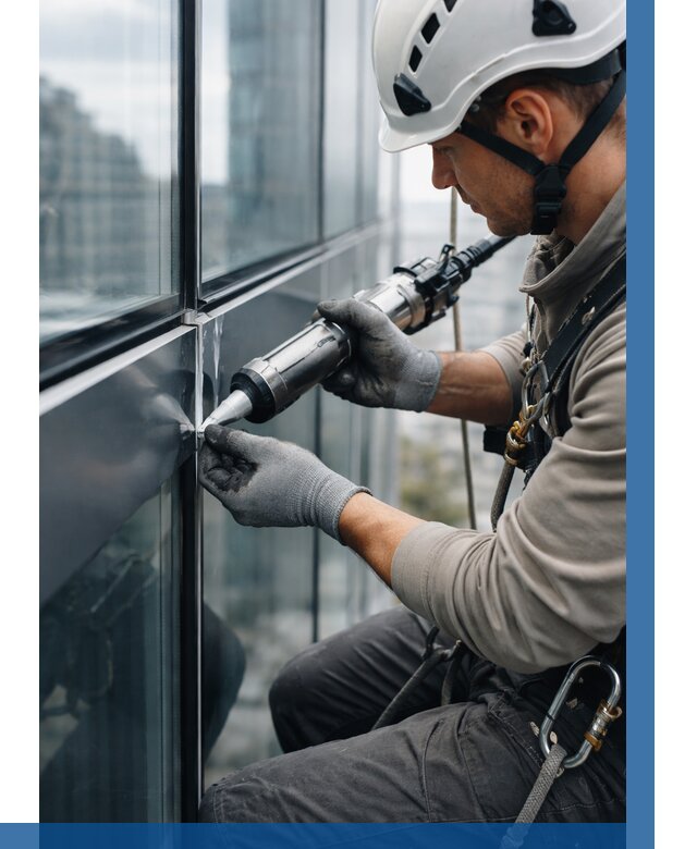 Герметизация стыков витража в Кизляре от 1219 р. | ВЫСОТНИК-Кзр