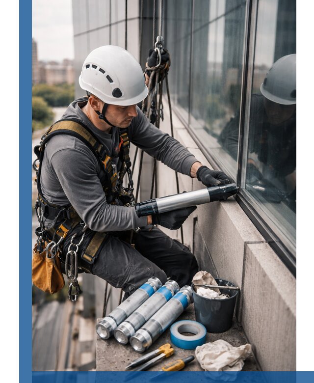 Герметизация стыков витража в Кизляре для герметичных фасадов