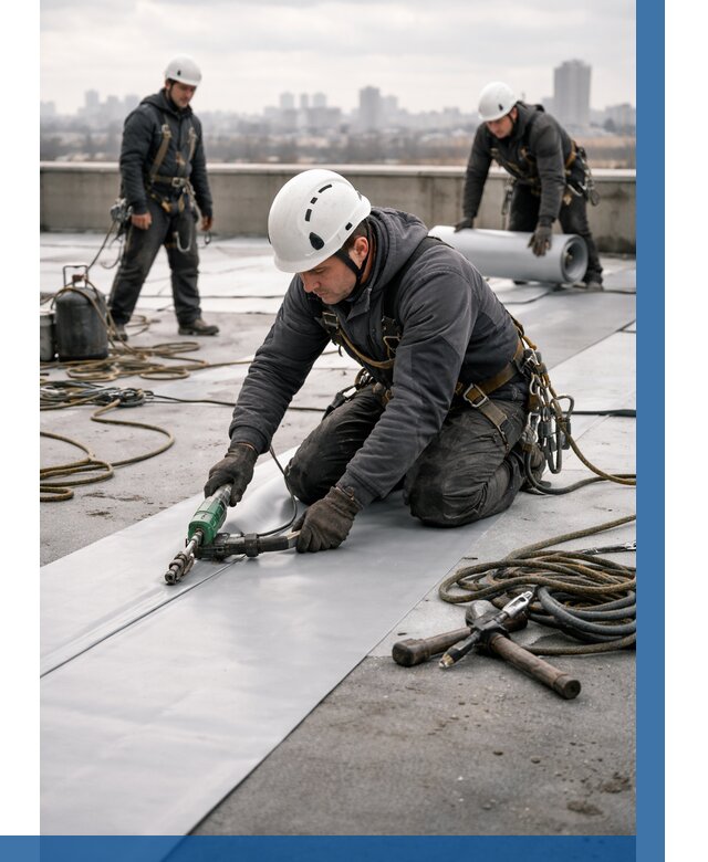 Ремонт мембранной кровли в Кизляре от 1829 р./м2 | ВЫСОТНИК-Кзр