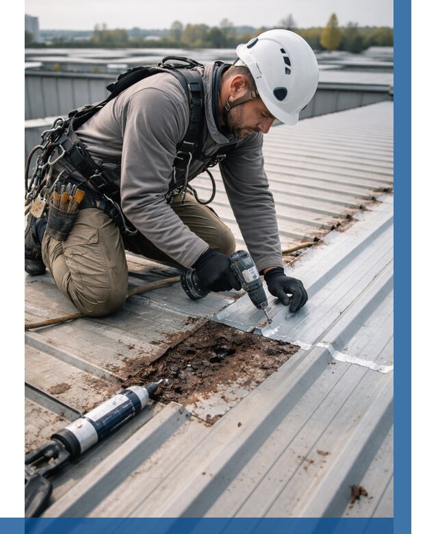 Ремонт профнастила на кровле в Кизляре от 711 р. | ВЫСОТНИК-Кзр