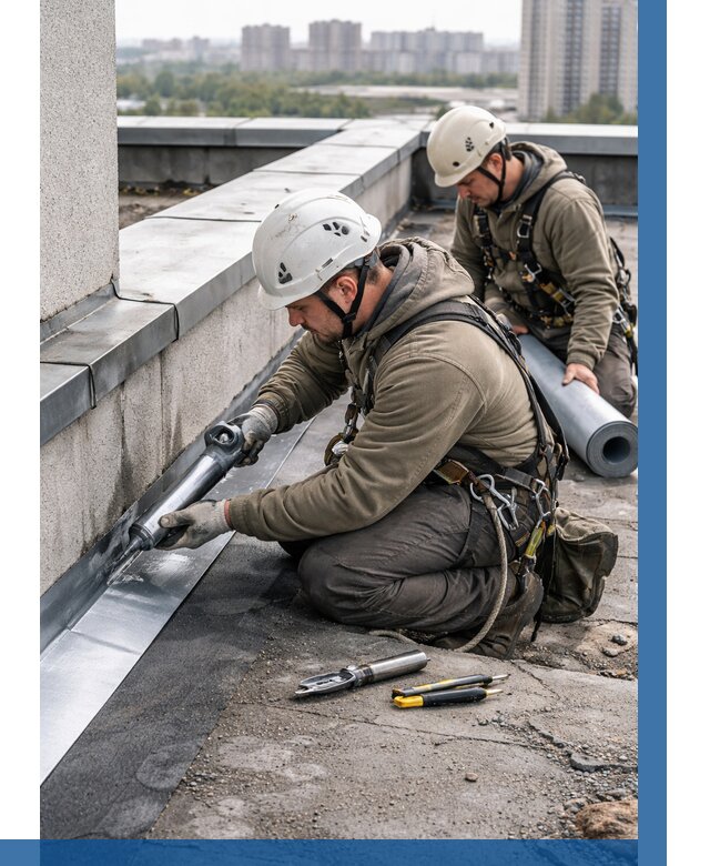 Ремонт кровельных примыканий в Кизляре от 1219 р. | ВЫСОТНИК-Кзр