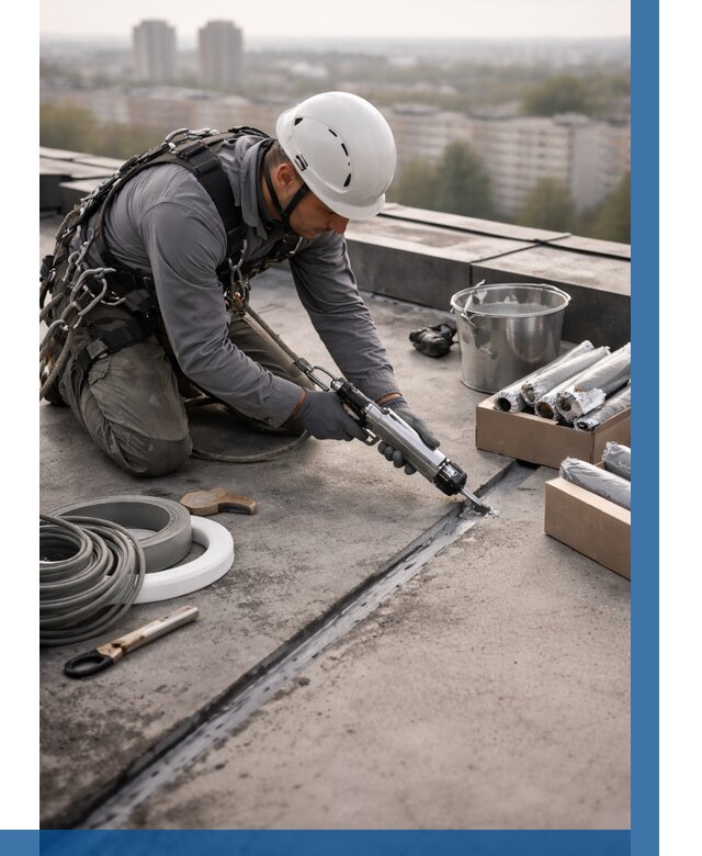 Герметизация швов кровли в Кизляре от 457 р./м2 | ВЫСОТНИК-Кзр