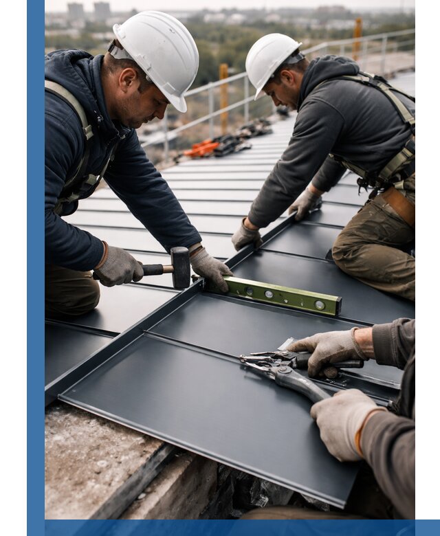 Монтаж фальцевой кровли в Кизляре для промышленных зданий