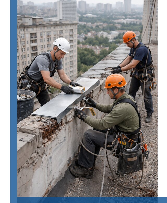 Ремонт парапета на кровле в Кизляре, высотные работы с гарантией