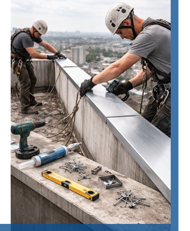 Монтаж парапетных крышек в Кизляре от 813 р. | ВЫСОТНИК-Кзр