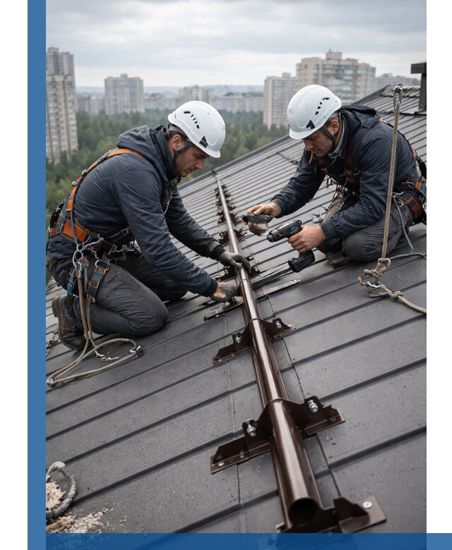 Монтаж снегозадержателей на кровле зданий в Кизляре под ключ