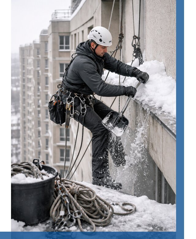 Очистка карнизов от снега в Кизляре от 305 р. | ВЫСОТНИК-Кзр