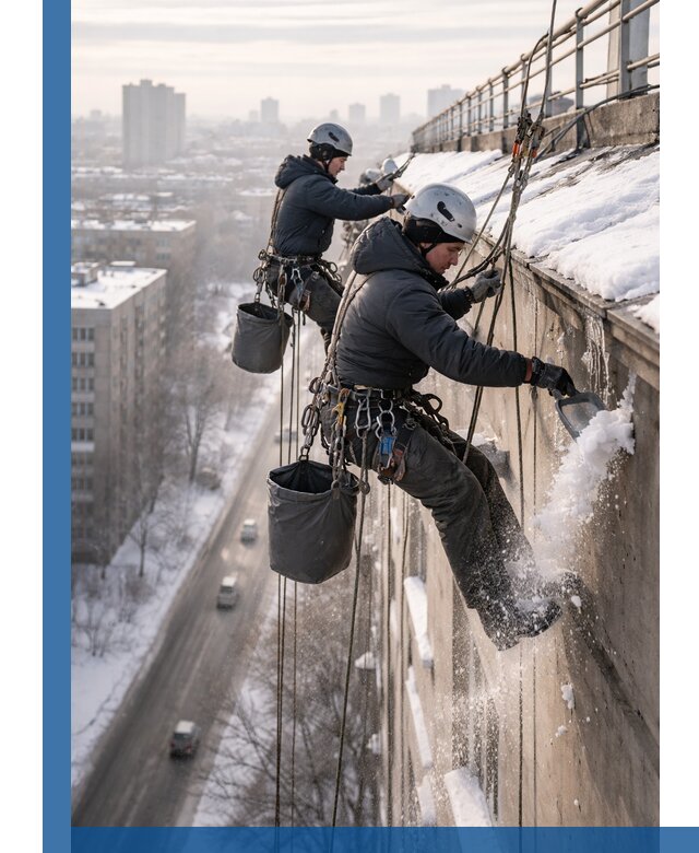 Очистка карнизов от снега в Кизляре профессионально и безопасно