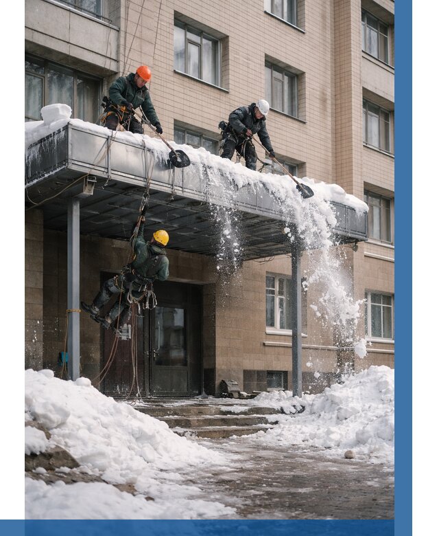 Очистка козырьков от снега в Кизляре от 3556 р. | ВЫСОТНИК-Кзр