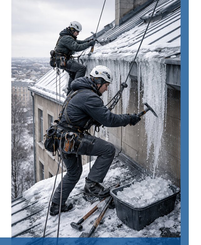 Удаление наледи с кровли в Кизляре от 5589 р. | ВЫСОТНИК-Кзр