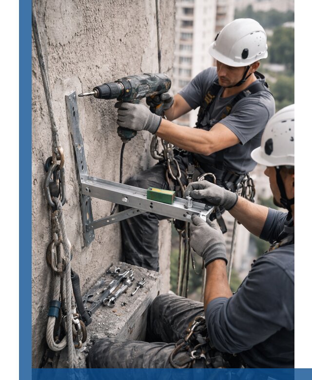 Установка кронштейнов кондиционера и крепежа в Кизляре