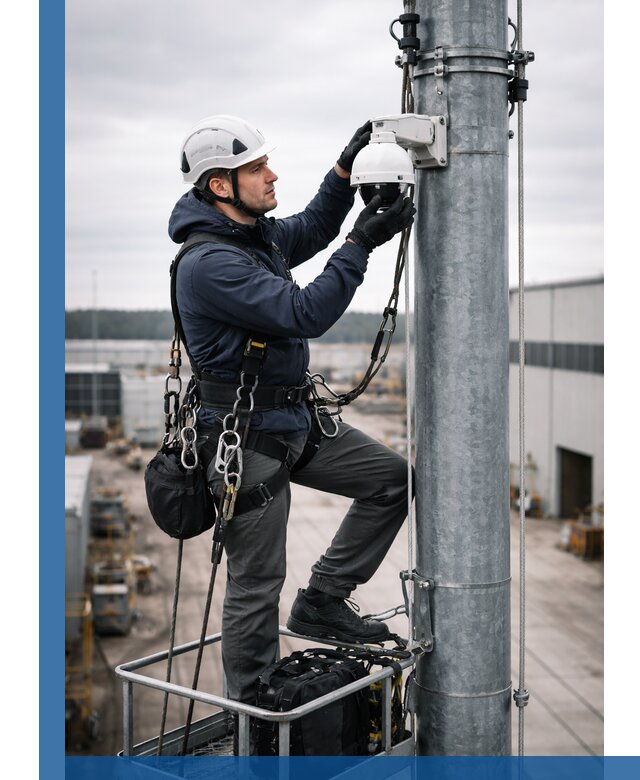 Профессиональная установка видеокамер на мачте в Кизляре