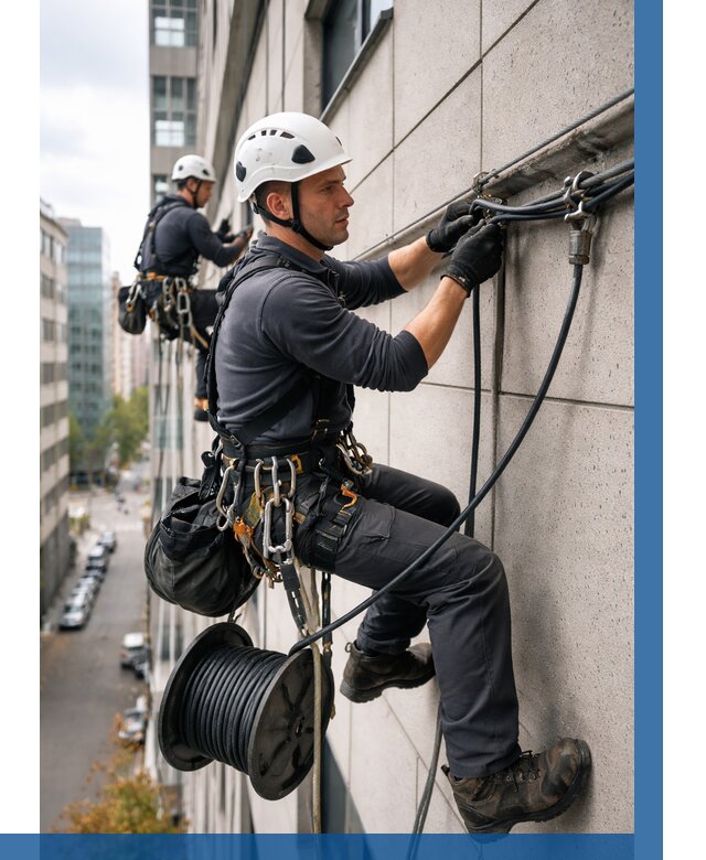 Прокладка кабеля по фасаду в Кизляре от 356 р. | ВЫСОТНИК-Кзр