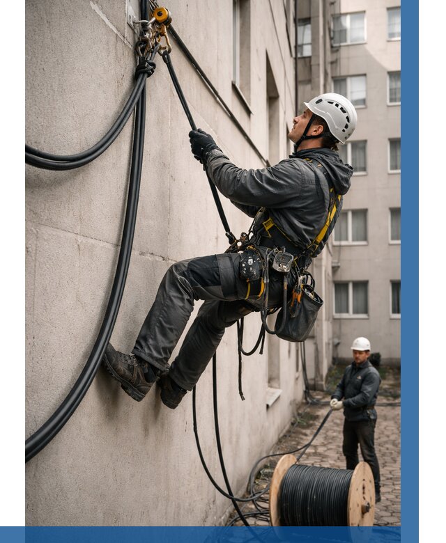 Протяжка кабеля питания на высоте в Кизляре от 457 р. | ВЫСОТНИК-Кзр