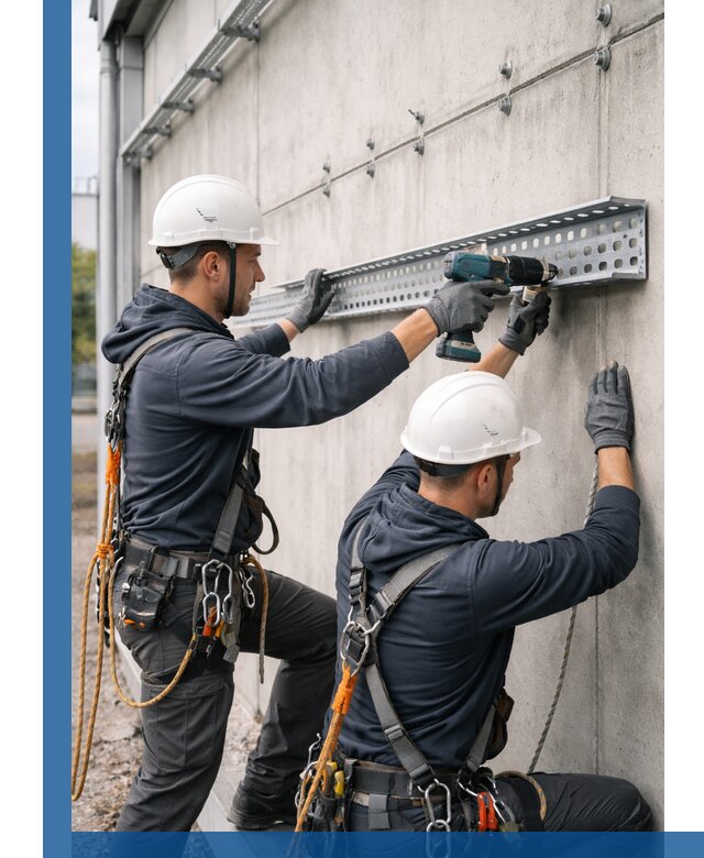 Монтаж кабельных лотков на фасаде зданий в Кизляре с гарантией