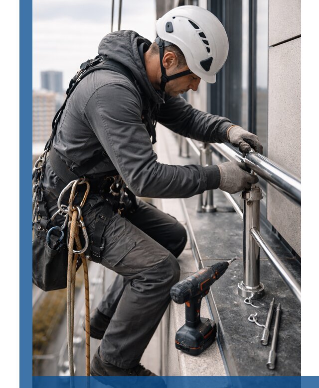 Монтаж ограждений на высоте в Кизляре для зданий и конструкций