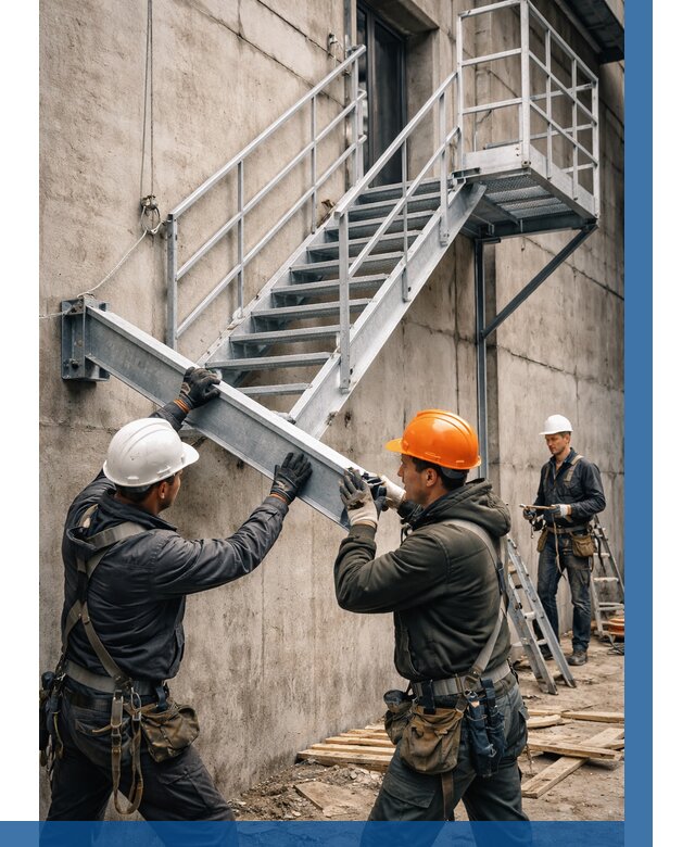 Монтаж металлических лестниц в Кизляре от 15242 р. | ВЫСОТНИК-Кзр