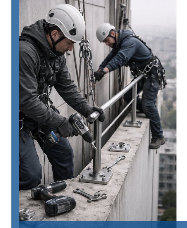 Монтаж перил на высоте в Кизляре для жилых и промобъектов