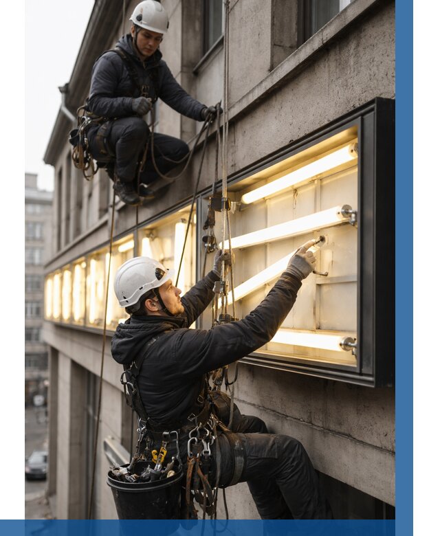 Замена ламп в вывеске в Кизляре под ключ от 3556 р. | ВЫСОТНИК-Кзр
