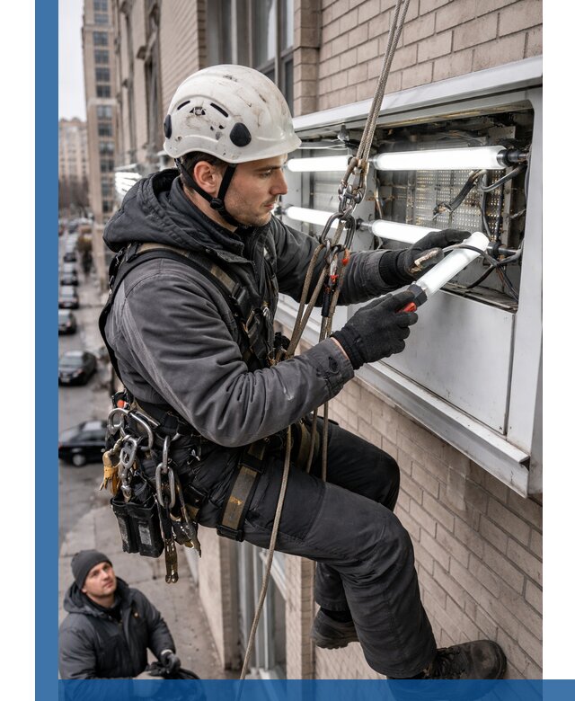 Профессиональная замена ламп в наружной вывеске в Кизляре
