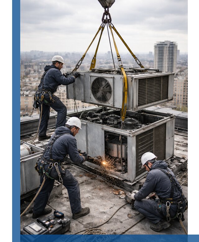 Демонтаж крышной установки в Кизляре любой сложности