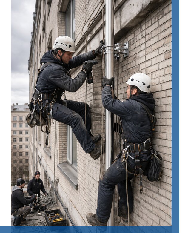 Монтаж флагштока на здании в Кизляре от 6605 р. | ВЫСОТНИК-Кзр