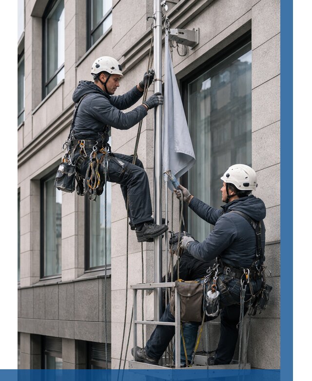 Установка флагов на фасаде в Кизляре от 4572 р. | ВЫСОТНИК-Кзр