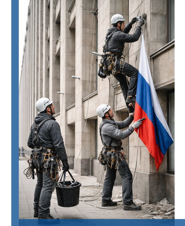 Профессиональная установка флагов на фасаде в Кизляре