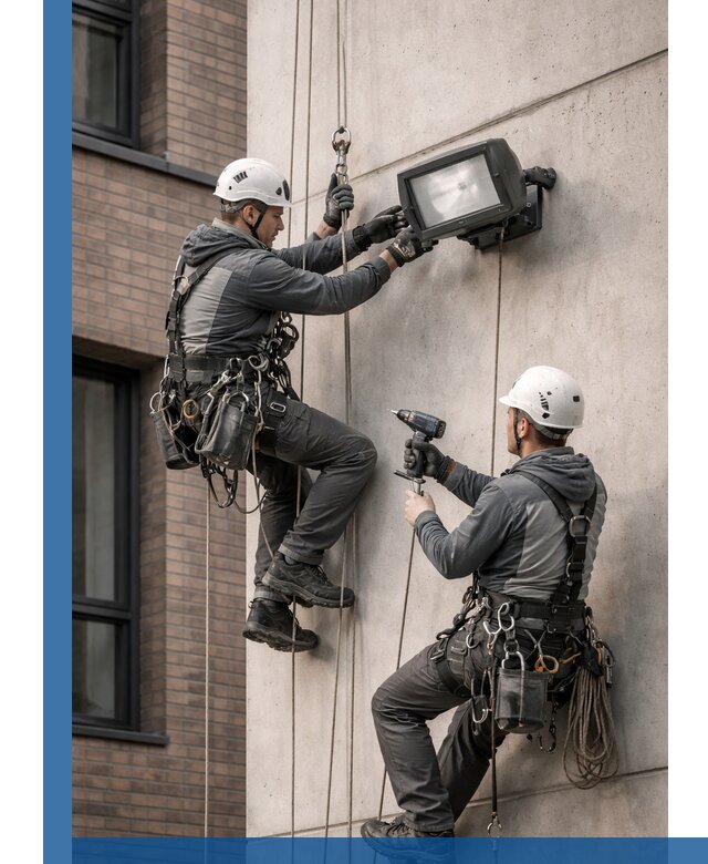 Профессиональный монтаж фасадных прожекторов в Кизляре под ключ