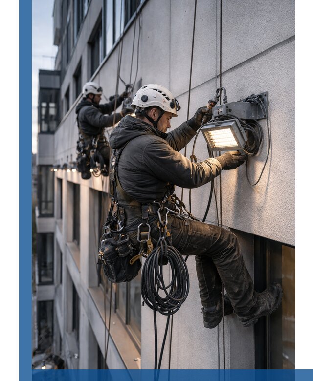 Монтаж фасадного освещения в Кизляре установка и подключение