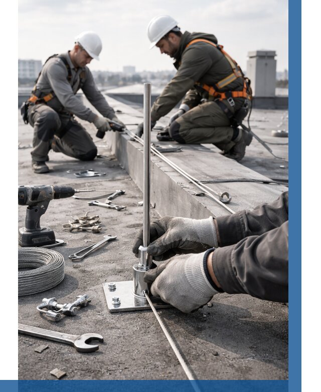 Монтаж молниезащиты на кровле в Кизляре цена от 25403 р. | ВЫСОТНИК-Кзр