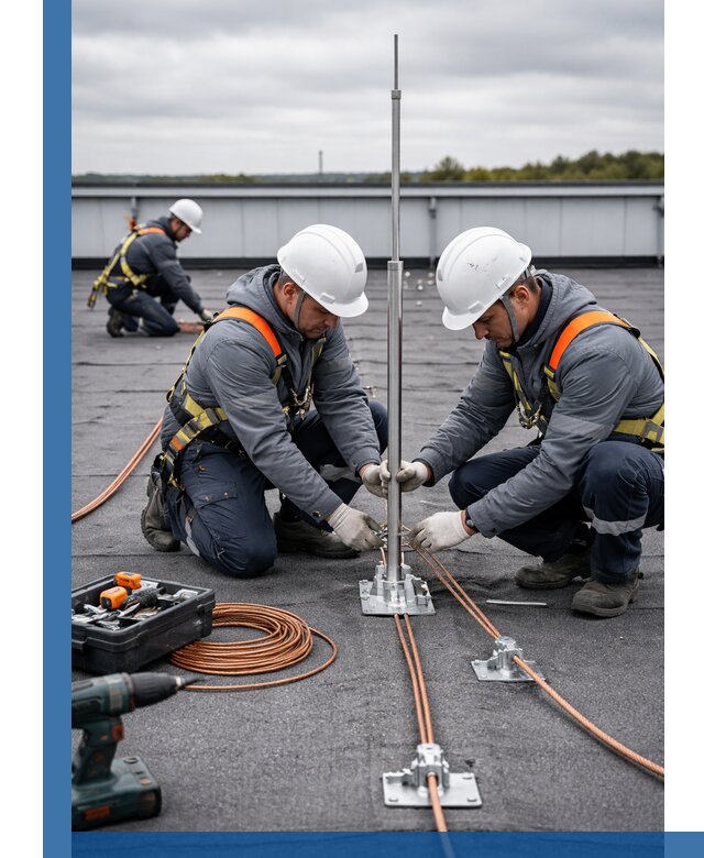 Монтаж молниезащиты на кровле в Кизляре под ключ с гарантией