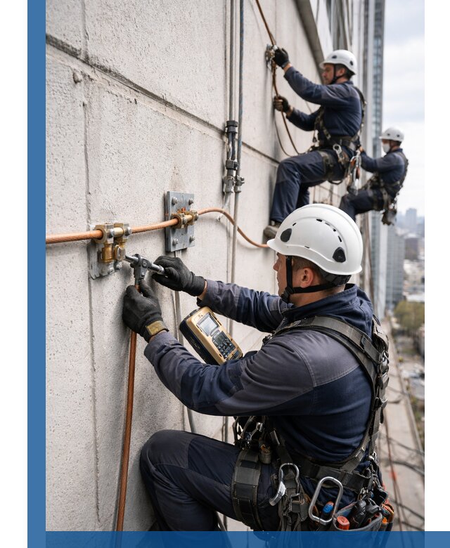 Монтаж системы заземления здания и молниезащиты в Кизляре