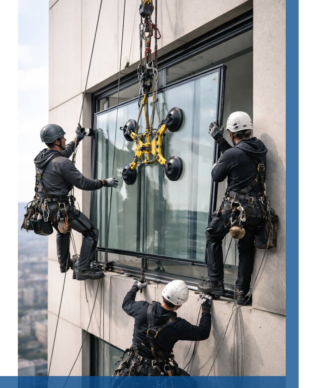 Монтаж стеклопакетов на высоте в Кизляре от 3252 р. | ВЫСОТНИК-Кзр